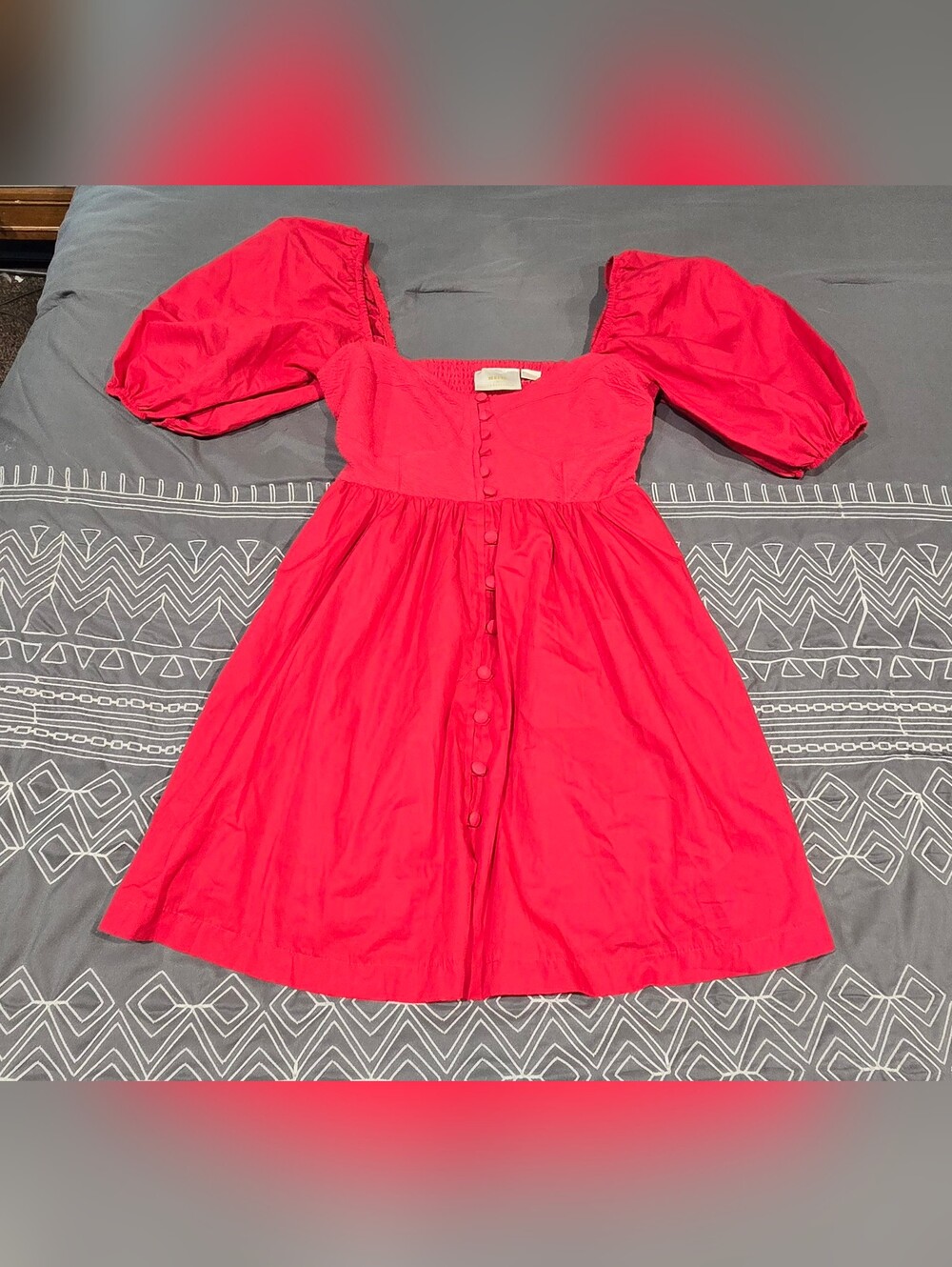 Maeve Puff Sleeved Sweetheart Mini Dress Size Medium